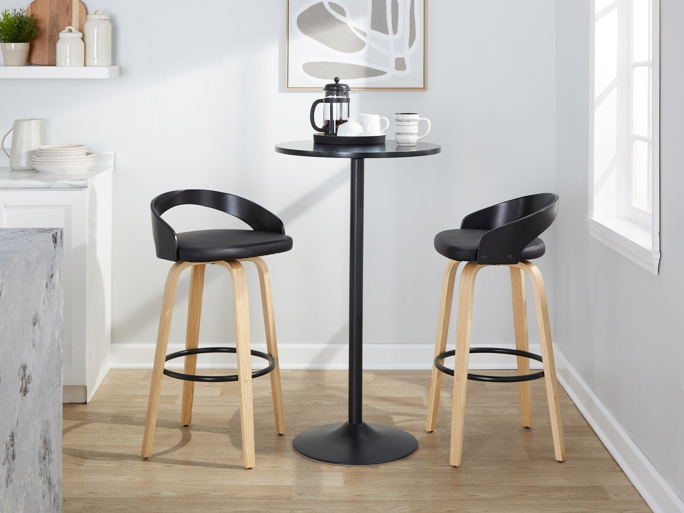 Zykan VII Black Swivel Barstool, Set of 2 - Thumbnail - Image 5