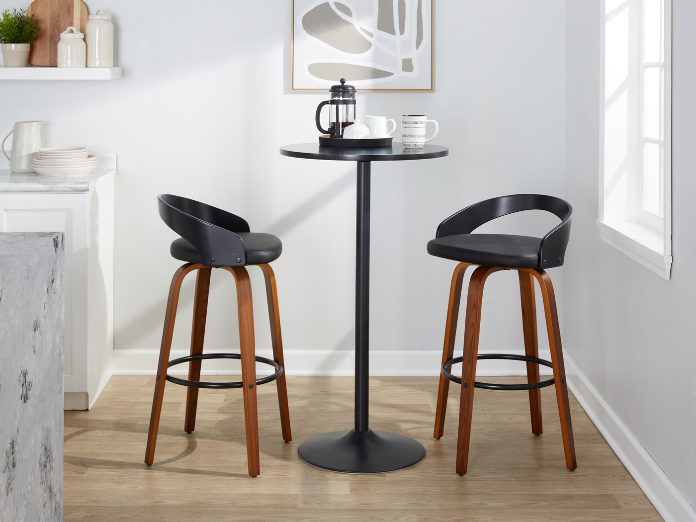 Zykan VIII Black Swivel Barstool, Set of 2 - Thumbnail - Image 5