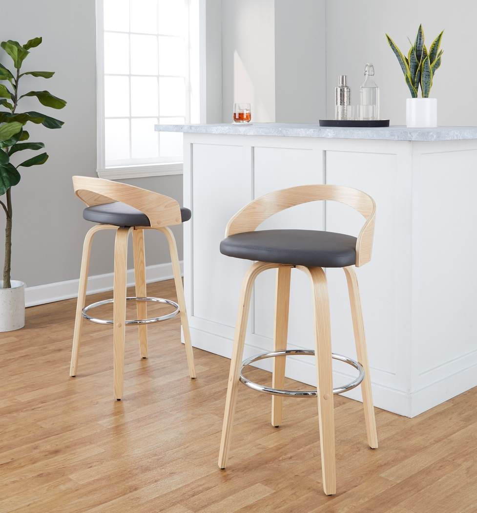 Zykan X Gray Swivel Barstool, Set of 2 - Thumbnail - Image 4