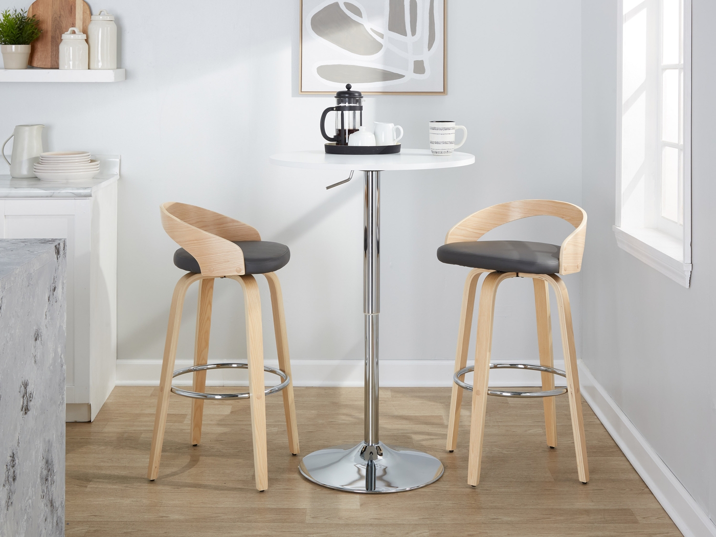 Zykan X Gray Swivel Barstool, Set of 2 - Thumbnail - Image 5