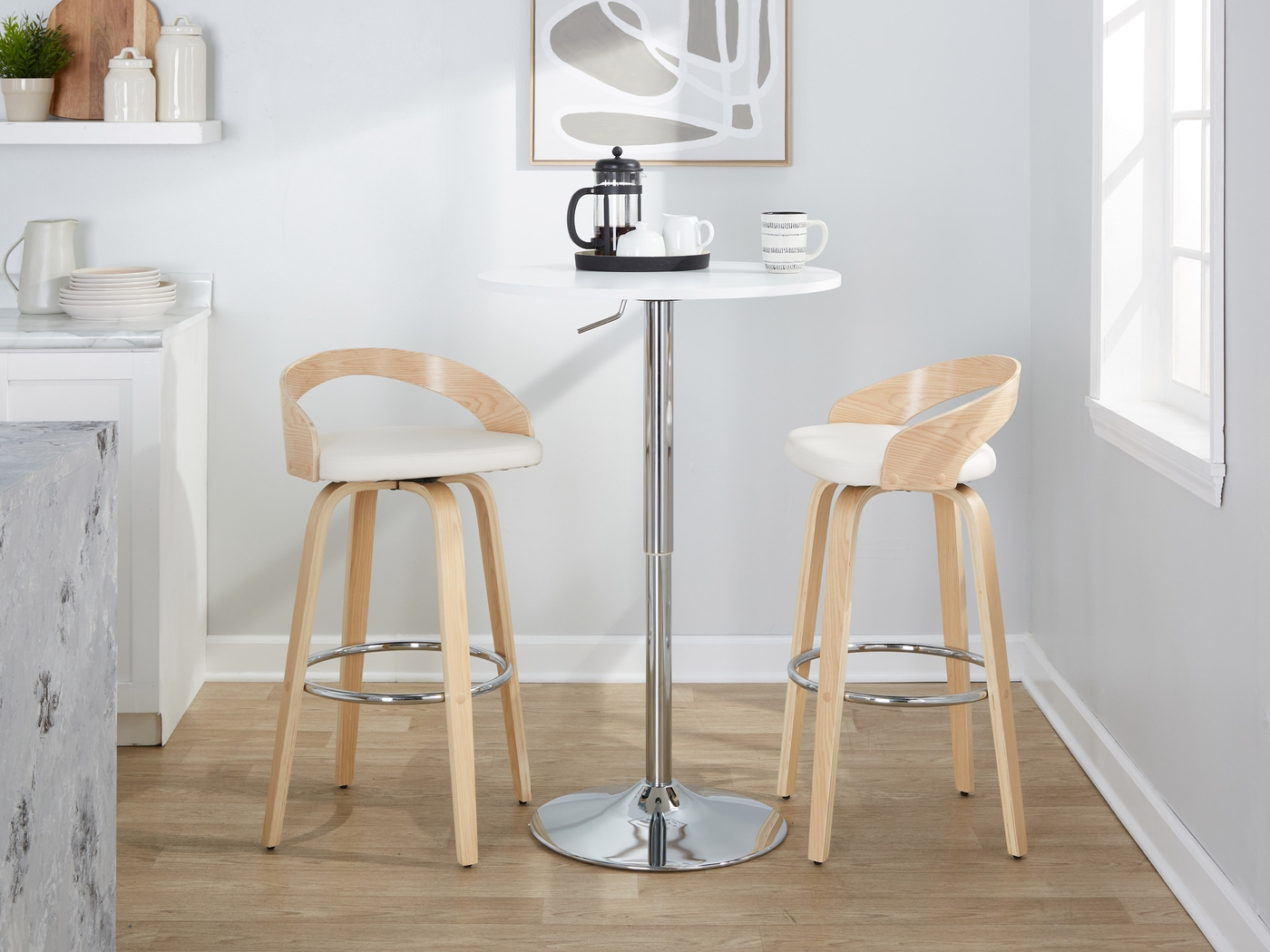Zykan X White Swivel Barstool, Set of 2 - Thumbnail - Image 3