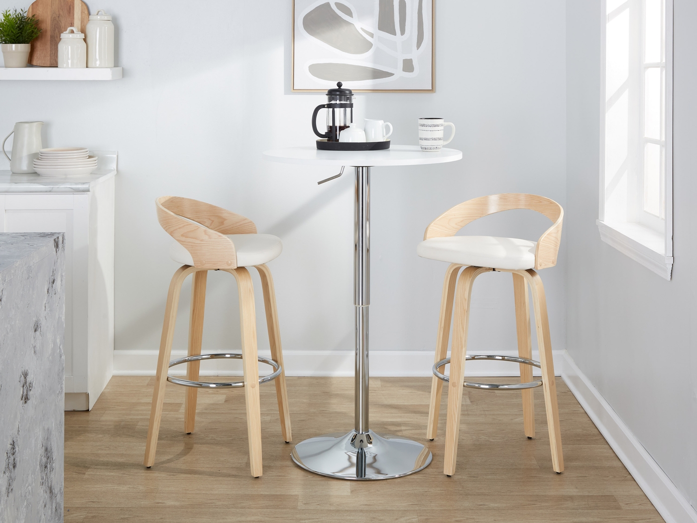 Zykan X White Swivel Barstool, Set of 2 - Thumbnail - Image 5