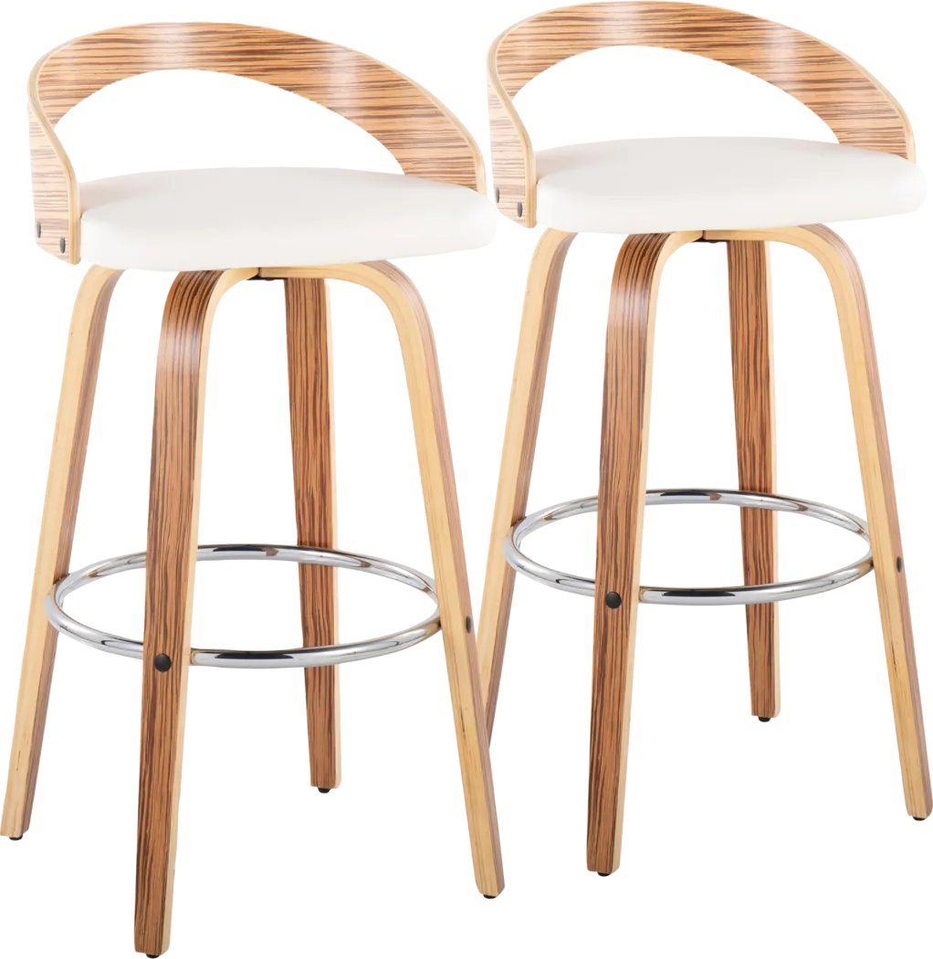 Zykan XI White Swivel Barstool, Set of 2 - Thumbnail - Image 1