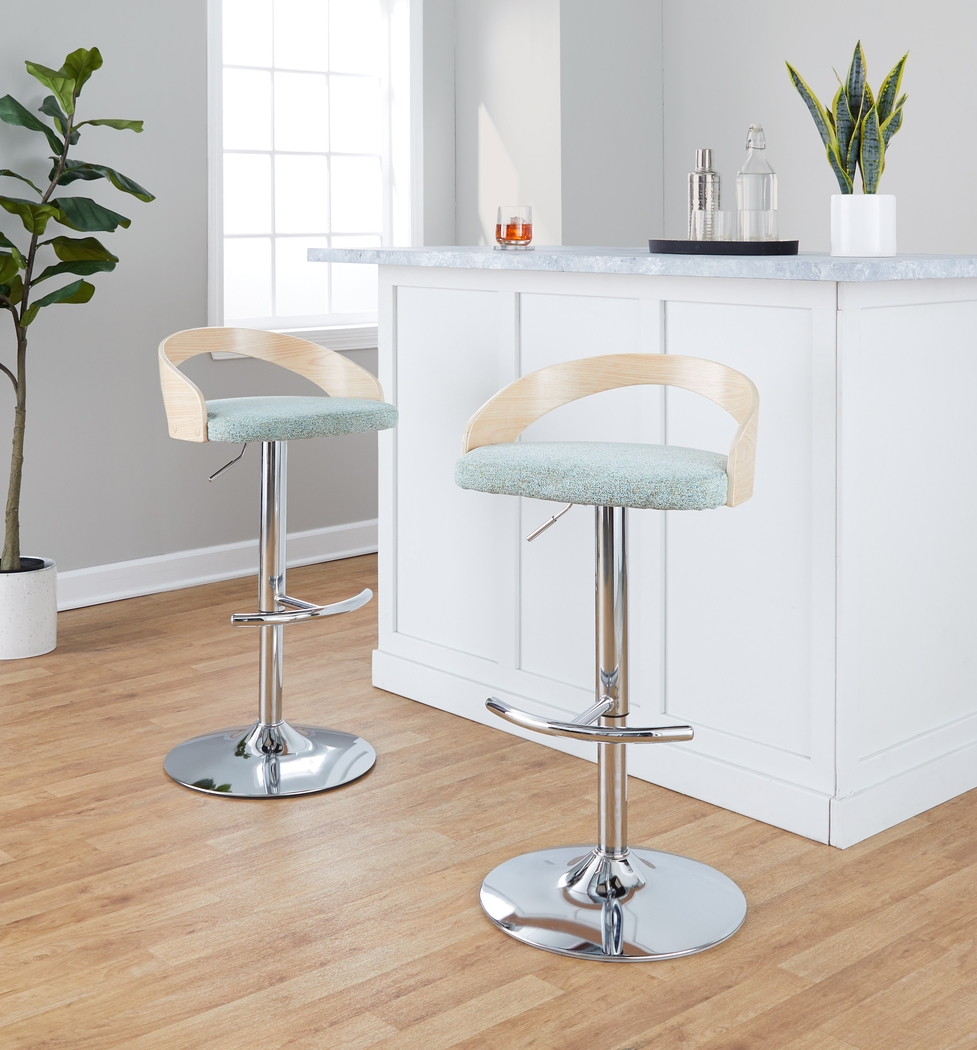 Zykan XIII Light Green Adjustable Barstool, Set of 2 - Thumbnail - Image 2