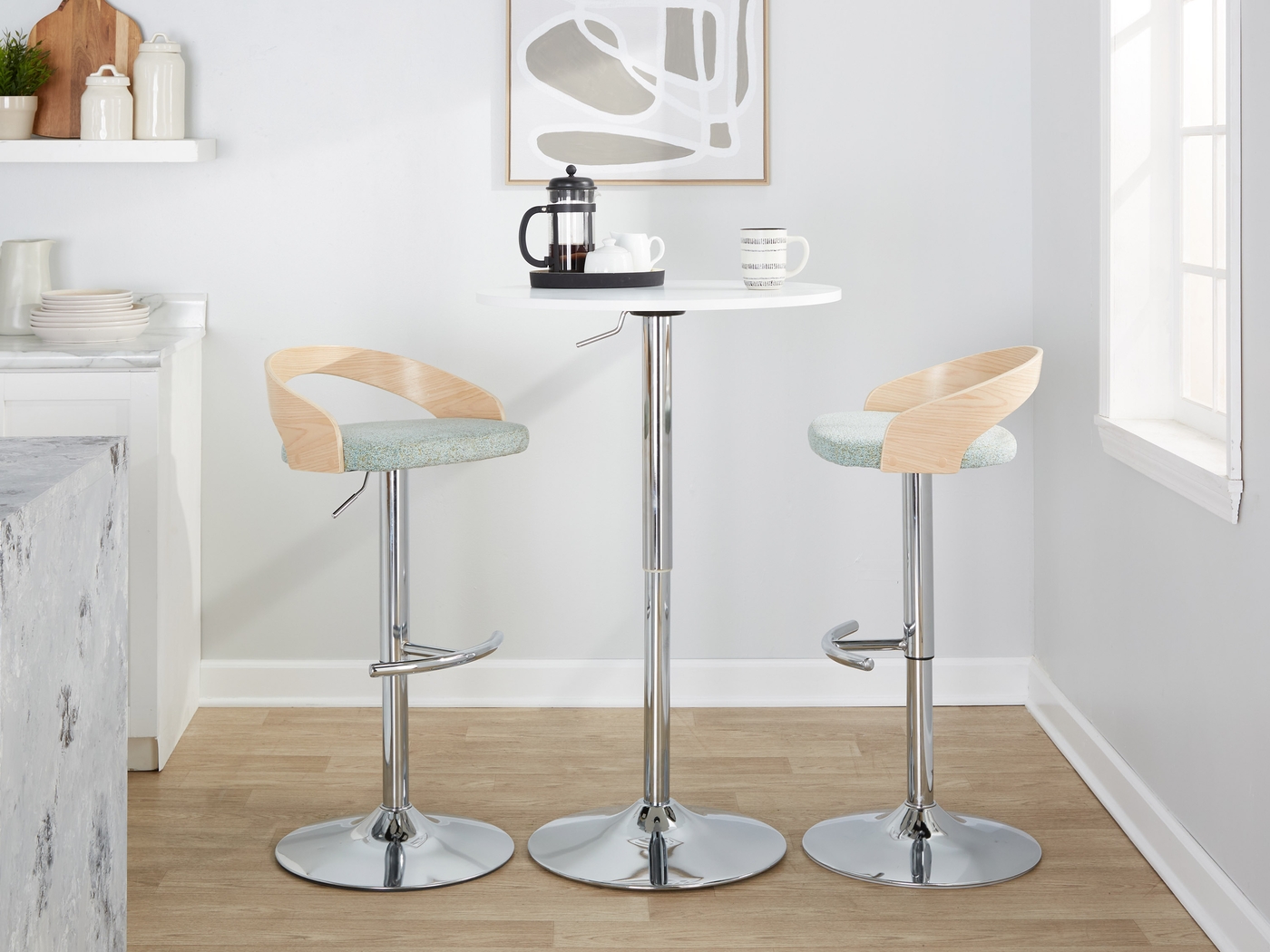 Zykan XIII Light Green Adjustable Barstool, Set of 2 - Thumbnail - Image 3