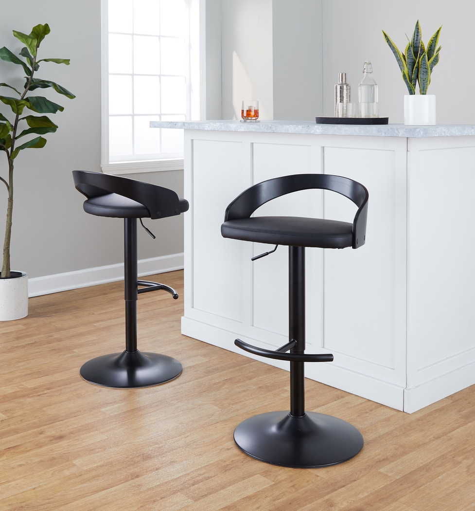 Zykan XIV Black Adjustable Barstool, Set of 2 - Thumbnail - Image 2