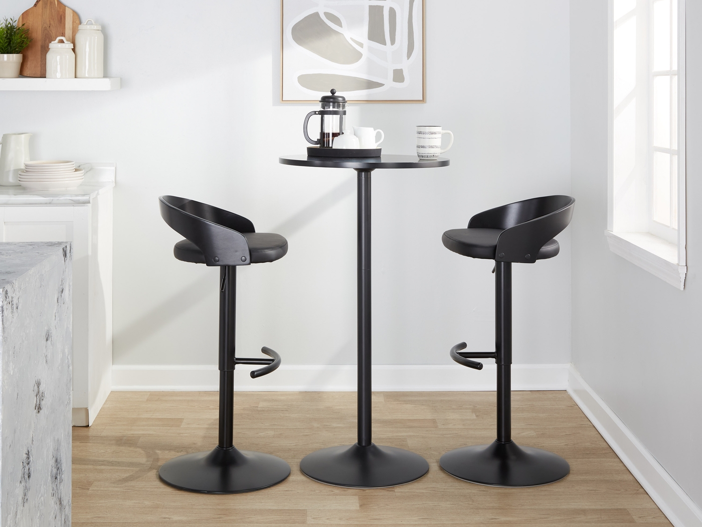 Zykan XIV Black Adjustable Barstool, Set of 2 - Thumbnail - Image 11