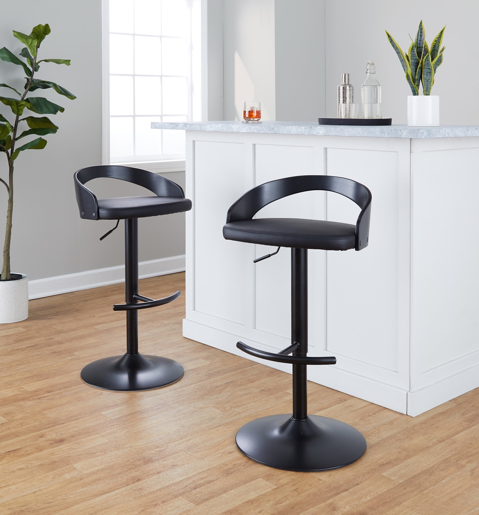 Zykan XIV Black Adjustable Barstool, Set of 2 - Thumbnail - Image 9