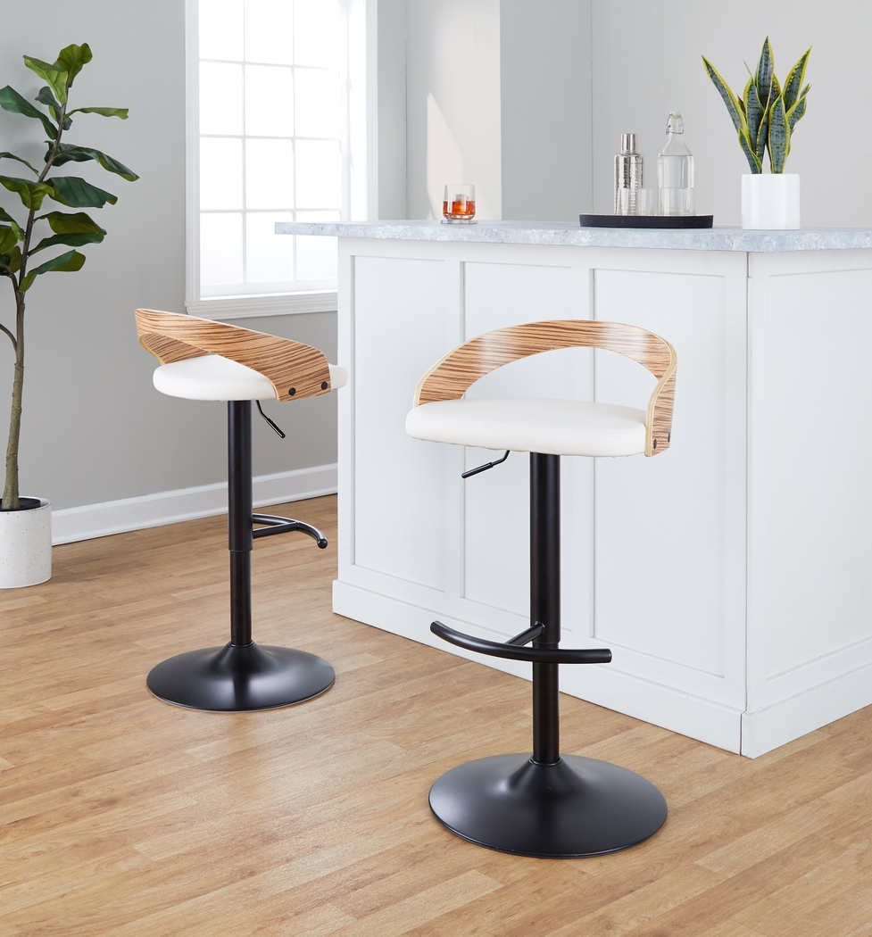 Zykan XIX White Adjustable Barstool, Set of 2 - Thumbnail - Image 11