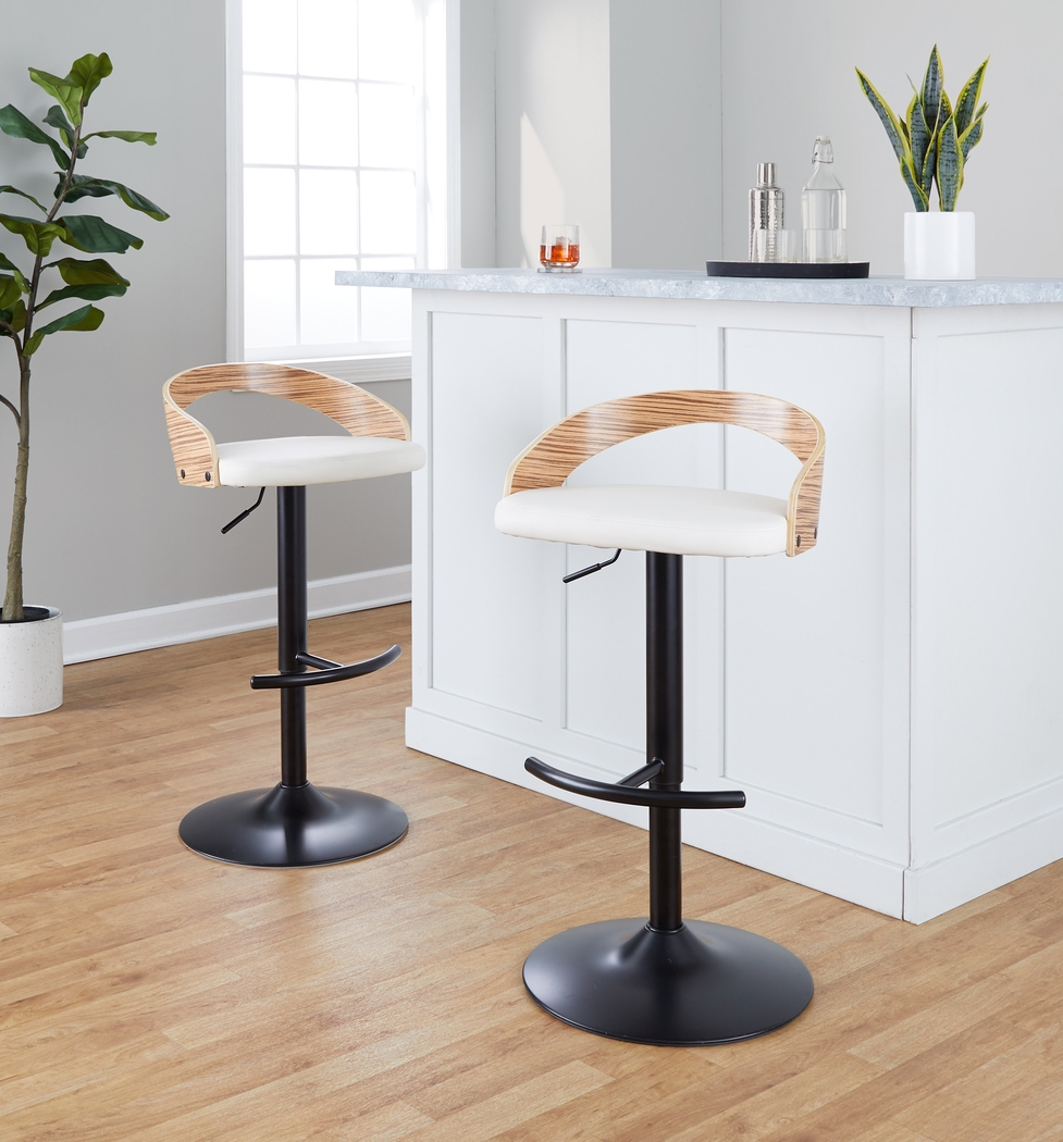 Zykan XIX White Adjustable Barstool, Set of 2 - Thumbnail - Image 10