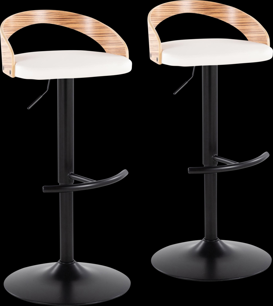 Zykan XIX White Adjustable Barstool, Set of 2 - Thumbnail - Image 1