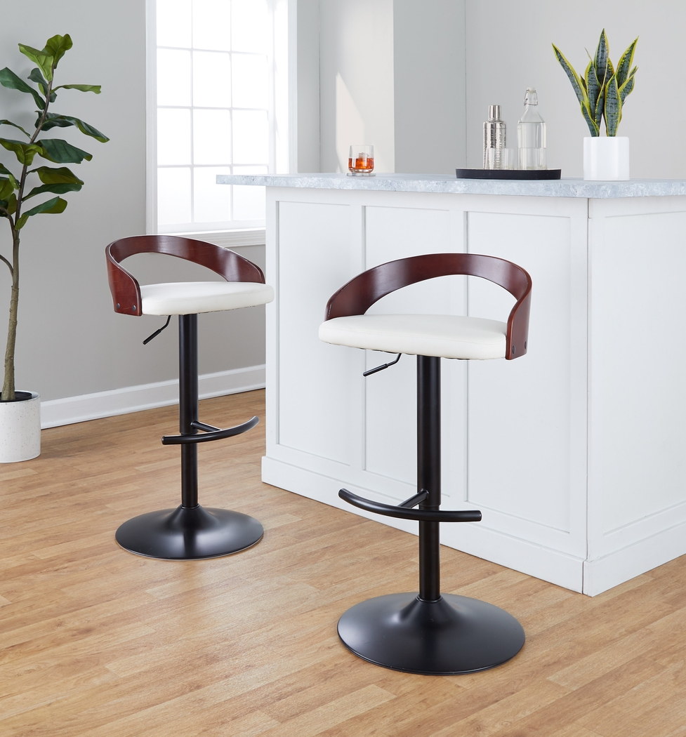 Zykan XV White Adjustable Barstool, Set of 2 - Thumbnail - Image 2