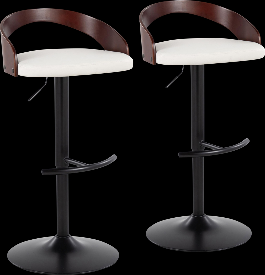 Zykan XV White Adjustable Barstool, Set of 2 - Thumbnail - Image 1