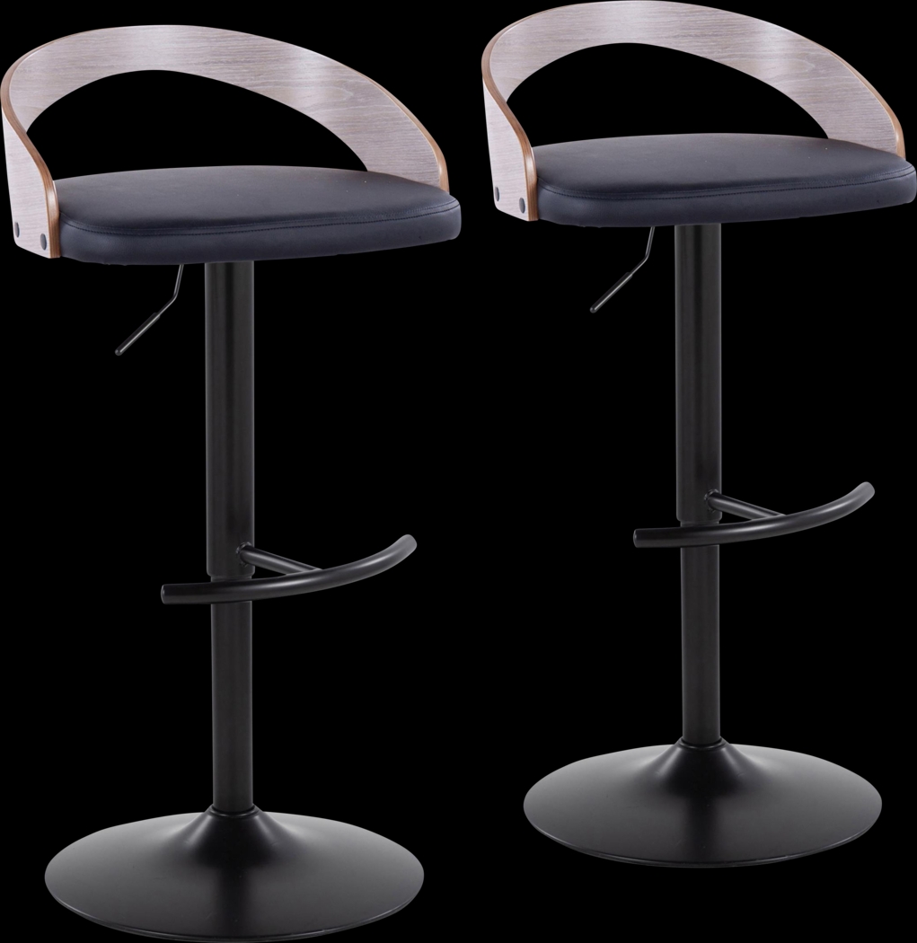 Zykan XVI Black Adjustable Barstool, Set of 2 - Thumbnail - Image 1