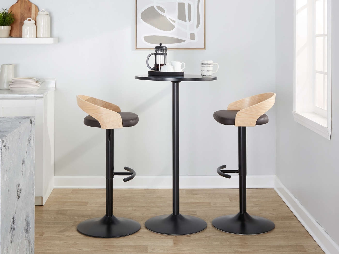 Zykan XVII Brown Adjustable Barstool, Set of 2 - Thumbnail - Image 11
