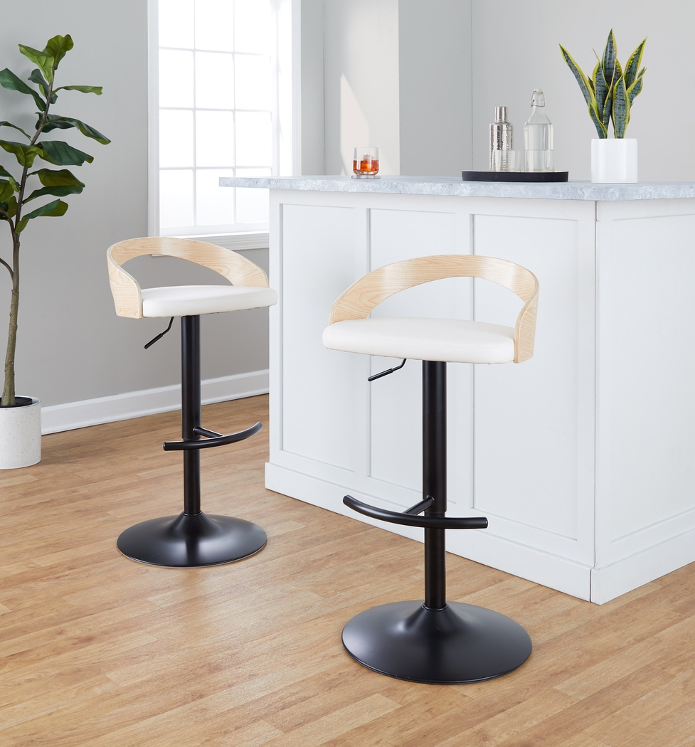 Zykan XVII White Adjustable Barstool, Set of 2 - Thumbnail - Image 2