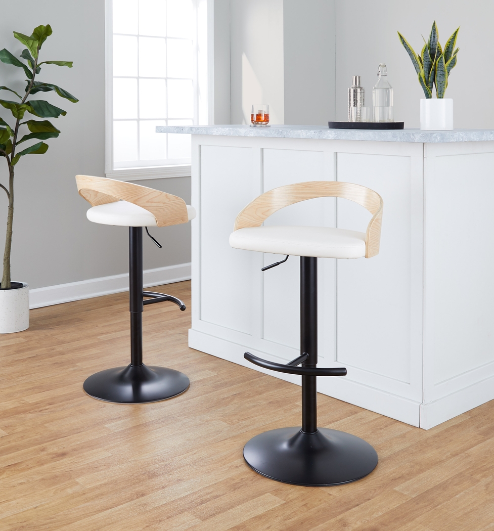 Zykan XVII White Adjustable Barstool, Set of 2 - Thumbnail - Image 9