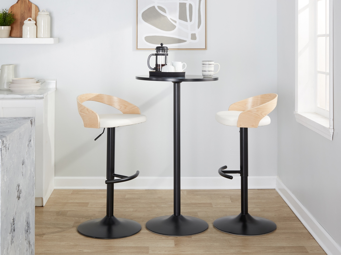 Zykan XVII White Adjustable Barstool, Set of 2 - Thumbnail - Image 10