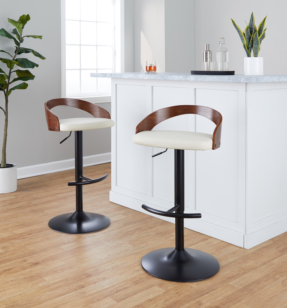 Zykan XVIII Cream Adjustable Barstool, Set of 2 - Thumbnail - Image 2