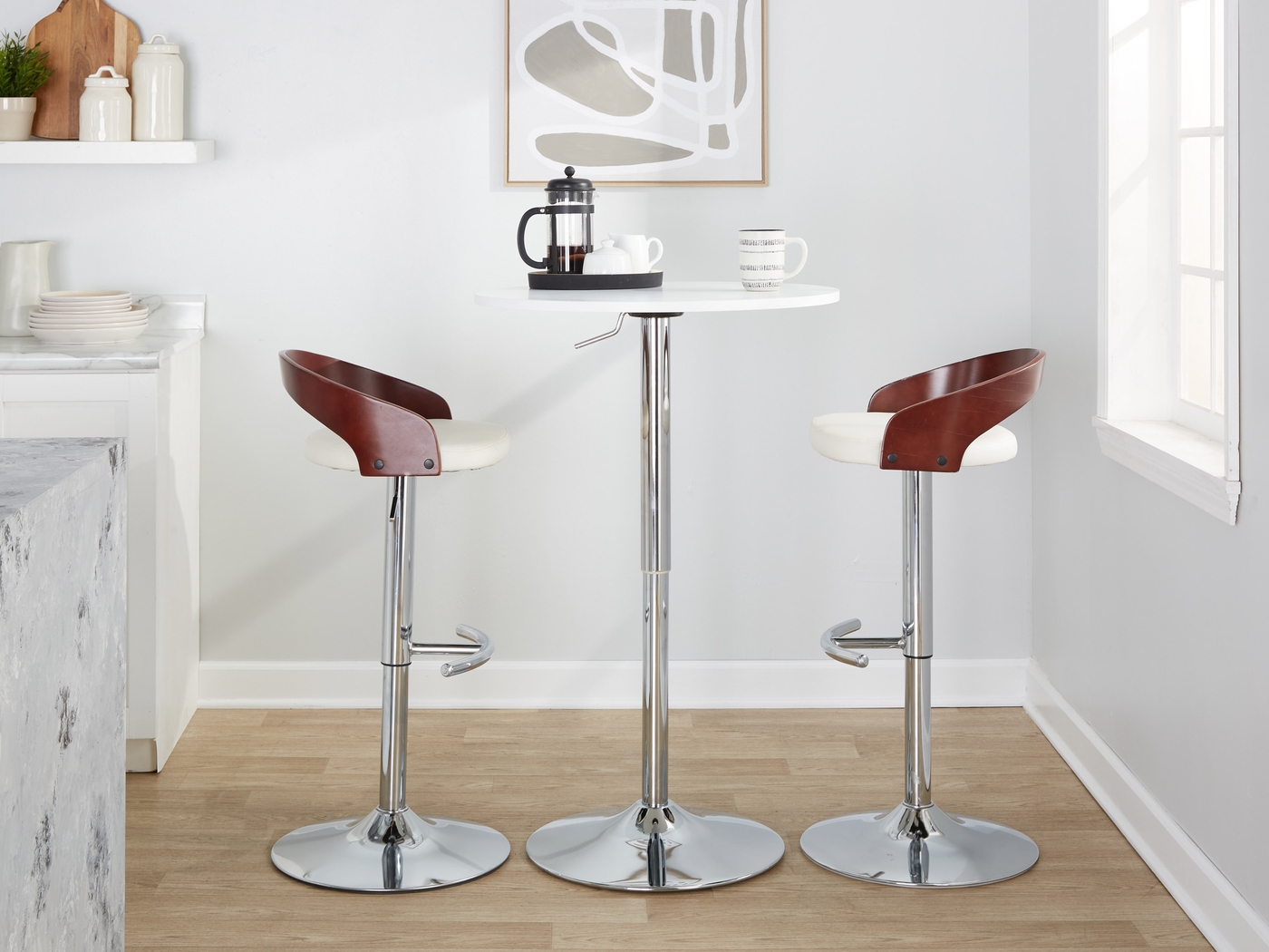 Zykan XXI White Adjustable Barstool, Set of 2 - Thumbnail - Image 11