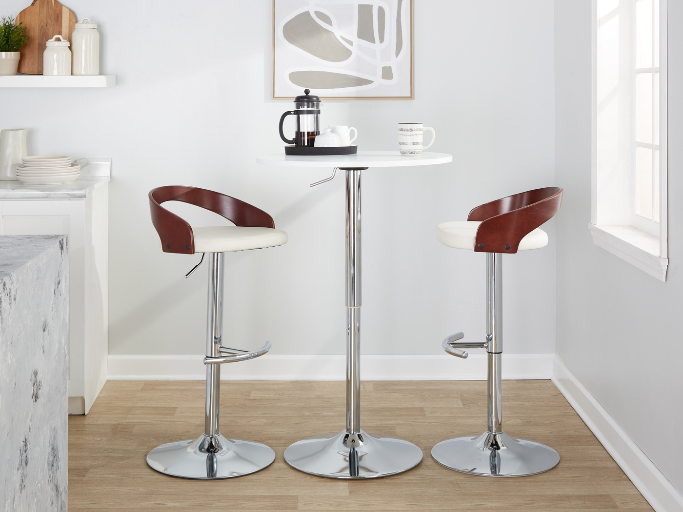 Zykan XXI White Adjustable Barstool, Set of 2 - Thumbnail - Image 10