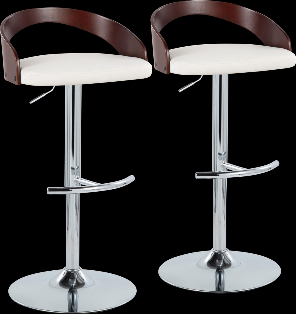 Zykan XXI White Adjustable Barstool, Set of 2 - Thumbnail - Image 1