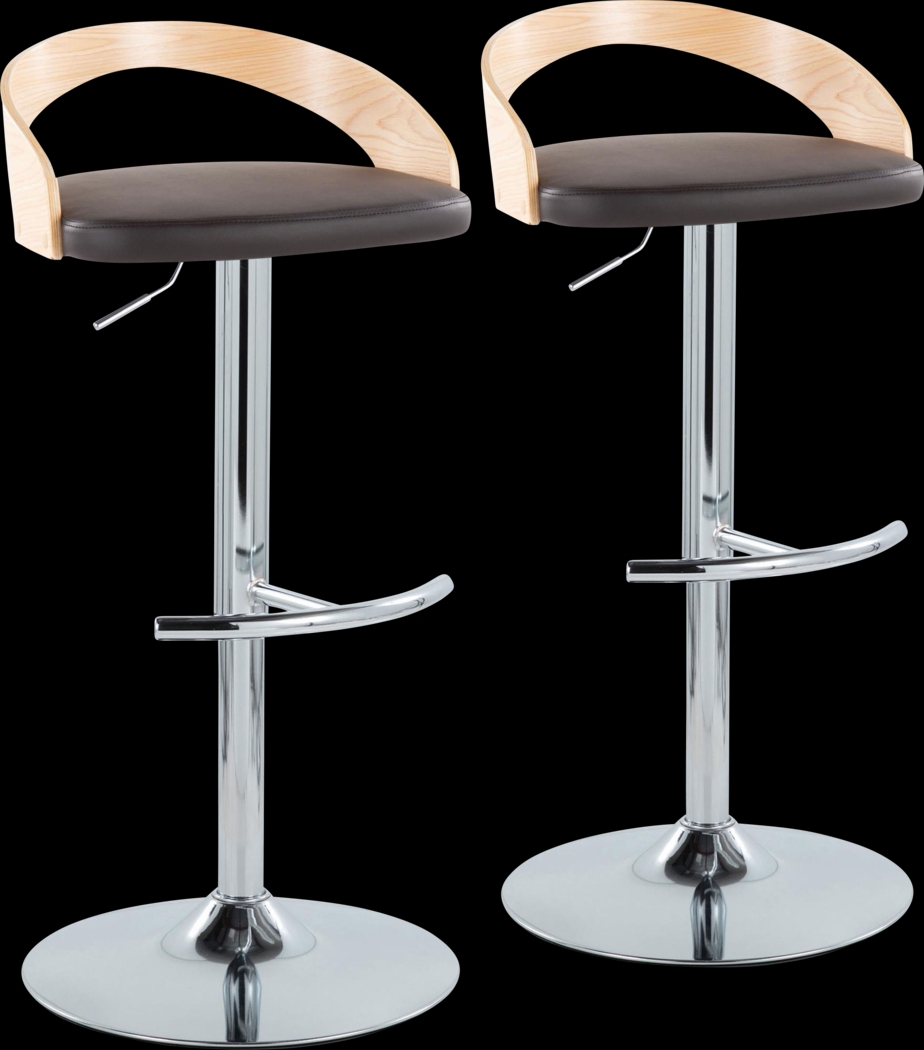 Zykan XXIII Brown Adjustable Barstool, Set of 2 - Thumbnail - Image 1