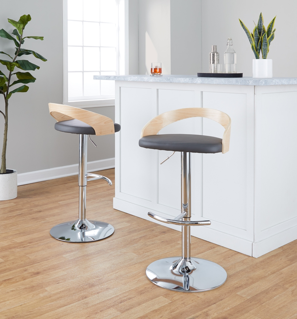 Zykan XXIII Gray Adjustable Barstool, Set of 2 - Thumbnail - Image 2