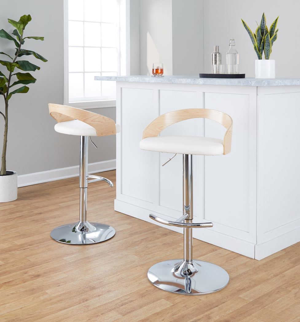 Zykan XXIV White Adjustable Barstool, Set of 2 - Thumbnail - Image 2