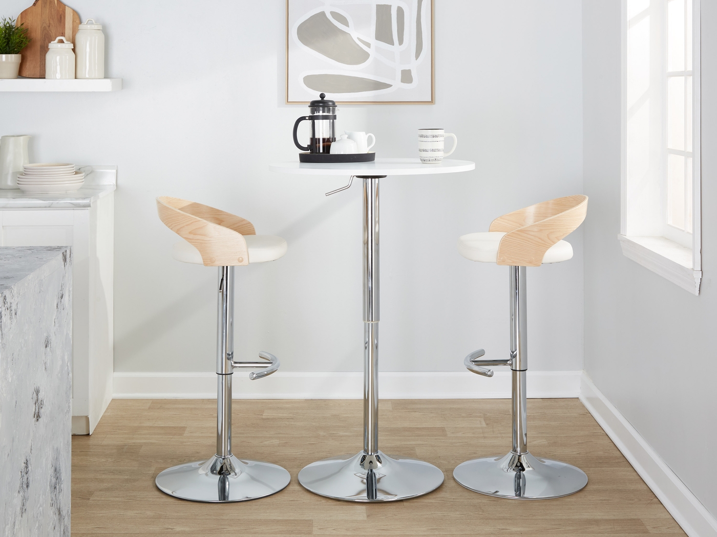 Zykan XXIV White Adjustable Barstool, Set of 2 - Thumbnail - Image 11