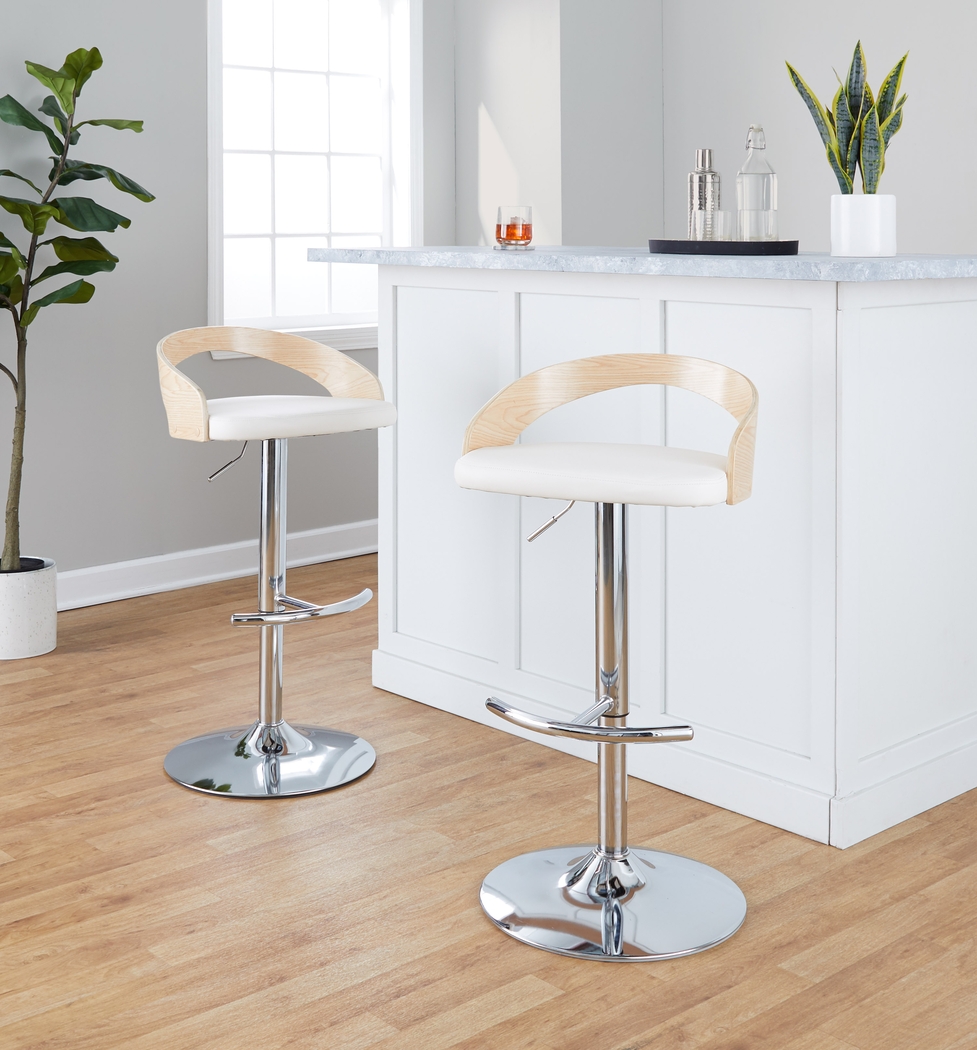 Zykan XXIV White Adjustable Barstool, Set of 2 - Thumbnail - Image 9