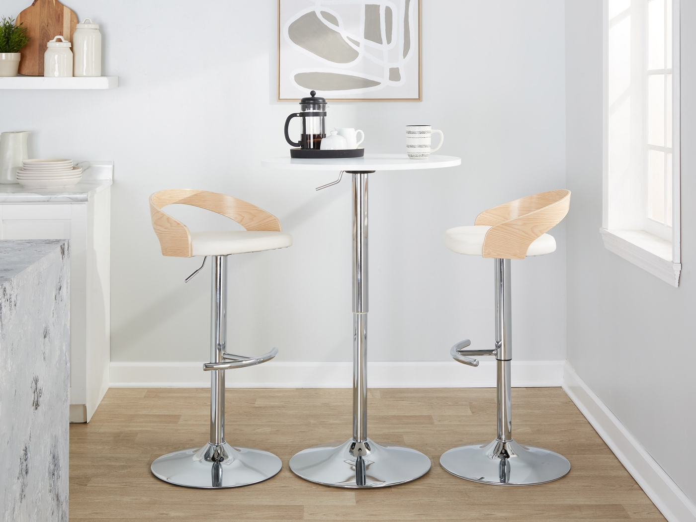 Zykan XXIV White Adjustable Barstool, Set of 2 - Thumbnail - Image 10