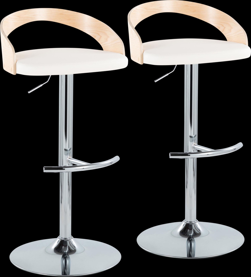 Zykan XXIV White Adjustable Barstool, Set of 2 - Thumbnail - Image 1