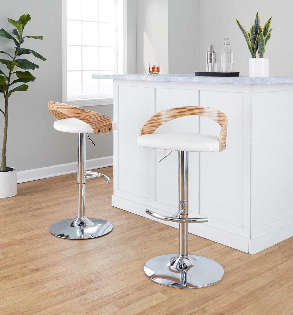 Zykan XXVI White Adjustable Barstool, Set of 2 - Thumbnail - Image 2