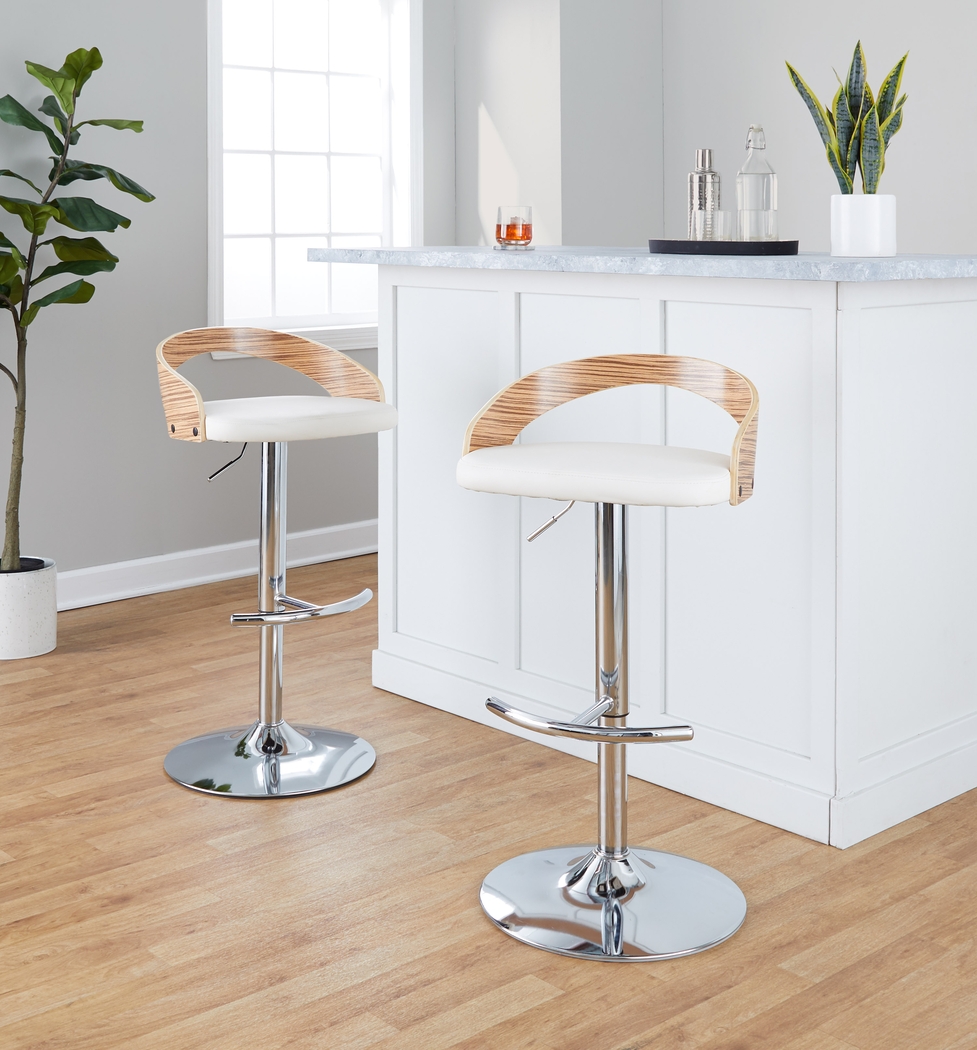 Zykan XXVI White Adjustable Barstool, Set of 2 - Thumbnail - Image 9