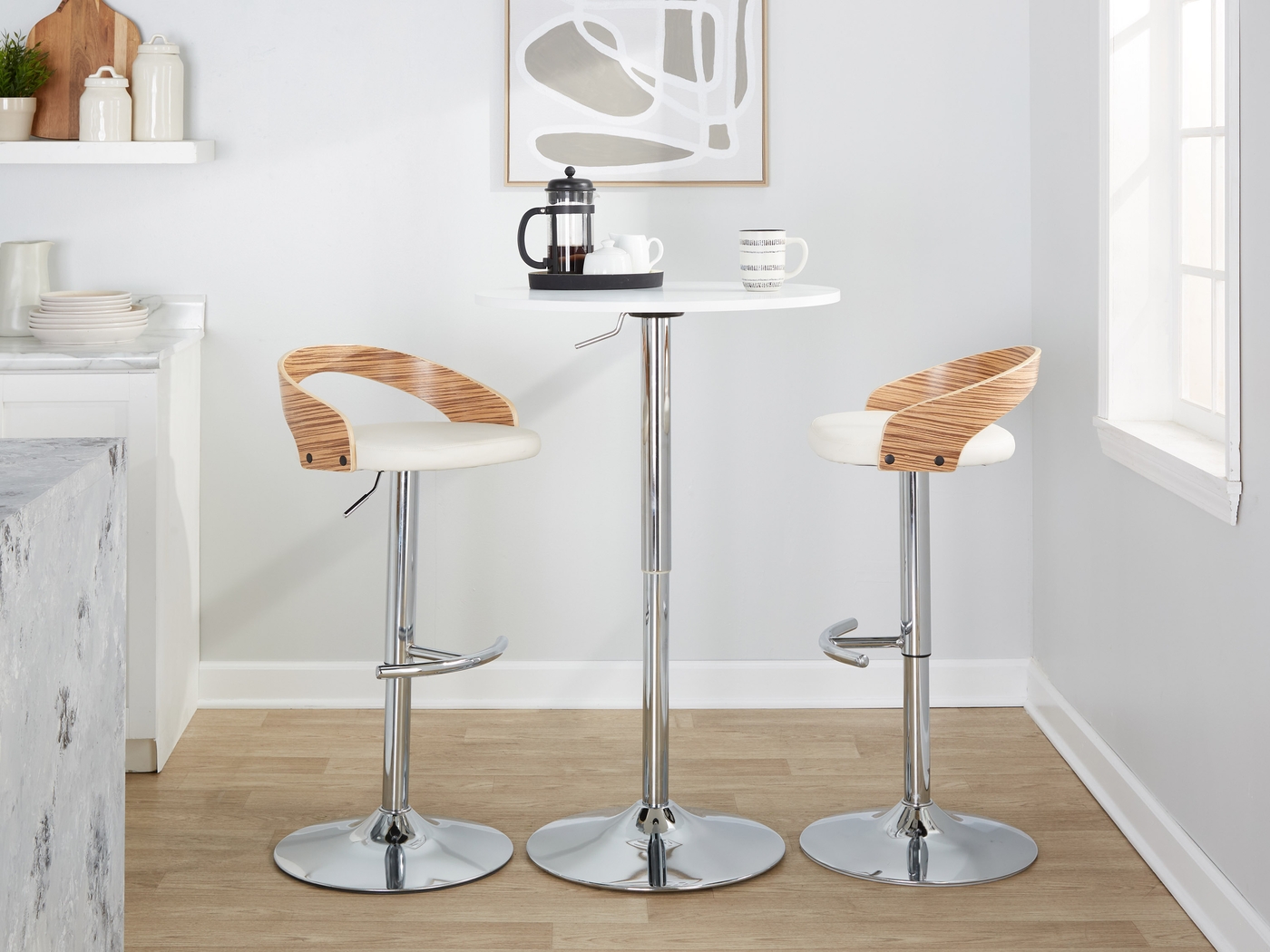 Zykan XXVI White Adjustable Barstool, Set of 2 - Thumbnail - Image 10