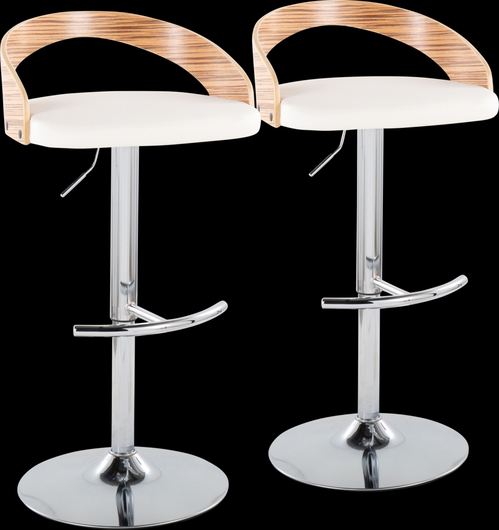 Zykan XXVI White Adjustable Barstool, Set of 2 - Thumbnail - Image 1