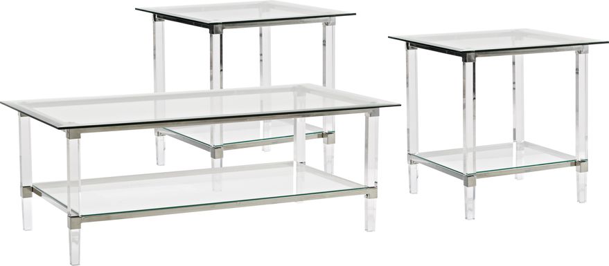 Varna Silver 3 Pc Rectangle Table Set