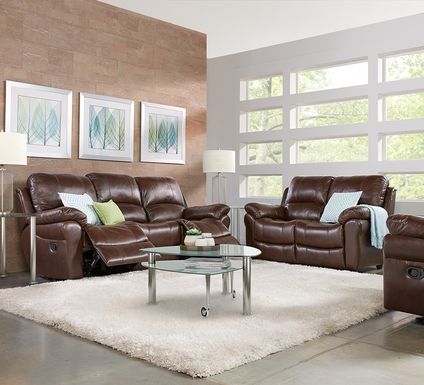 Vercelli Brown Leather 2 Pc Living Room with Reclining Sofa