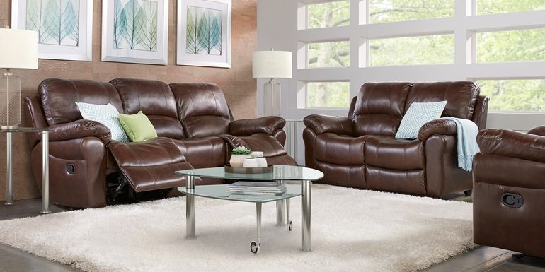 Vercelli Brown Leather 2 Pc Living Room with Reclining Sofa