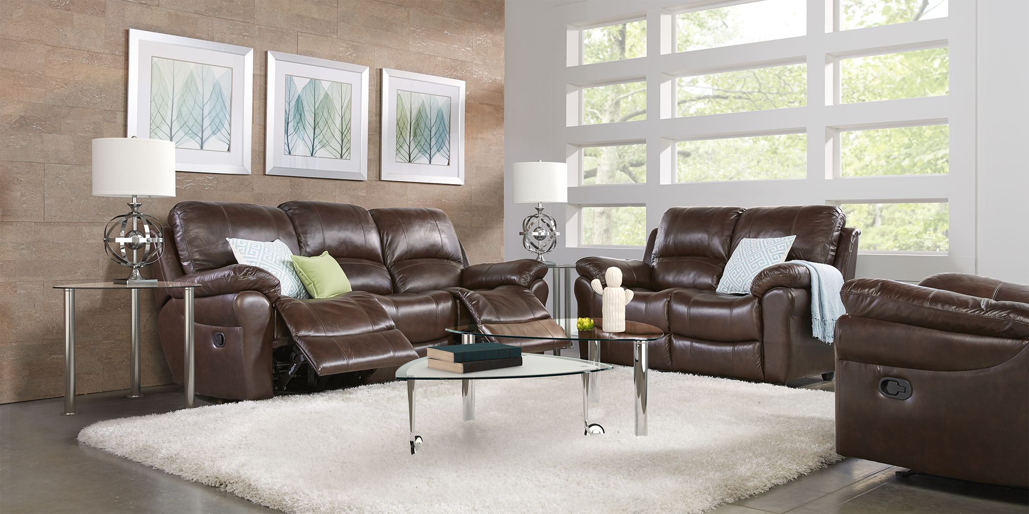 vercelli brown leather reclining sofa