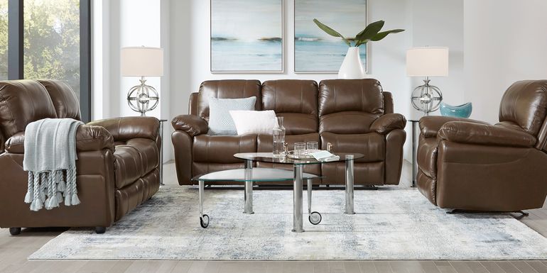 Vercelli Brown Leather 7 Pc Living Room with Reclining Sofa
