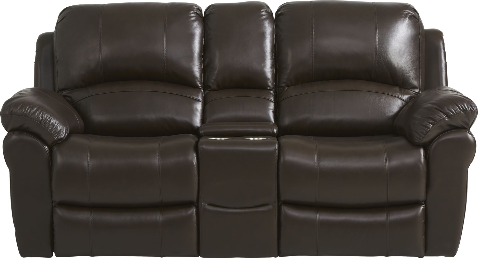 Vercelli Brown Leather Power Reclining Console Loveseat Rooms To Go
