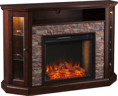 Wakerobin III Brown 52 in. Console With Smart Electric Fireplace