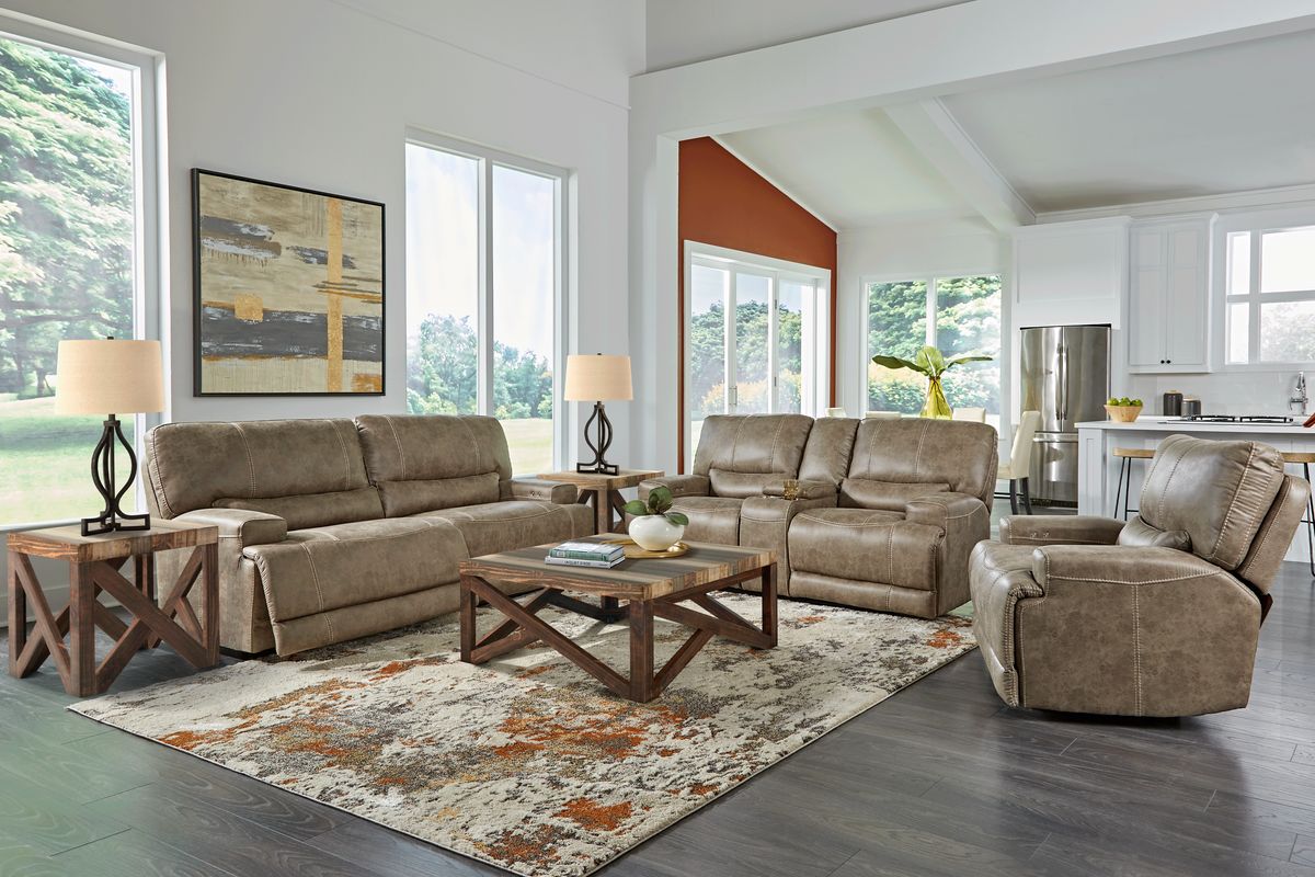 Warrendale Beige Microfiber Power Reclining Sofa Rooms To Go