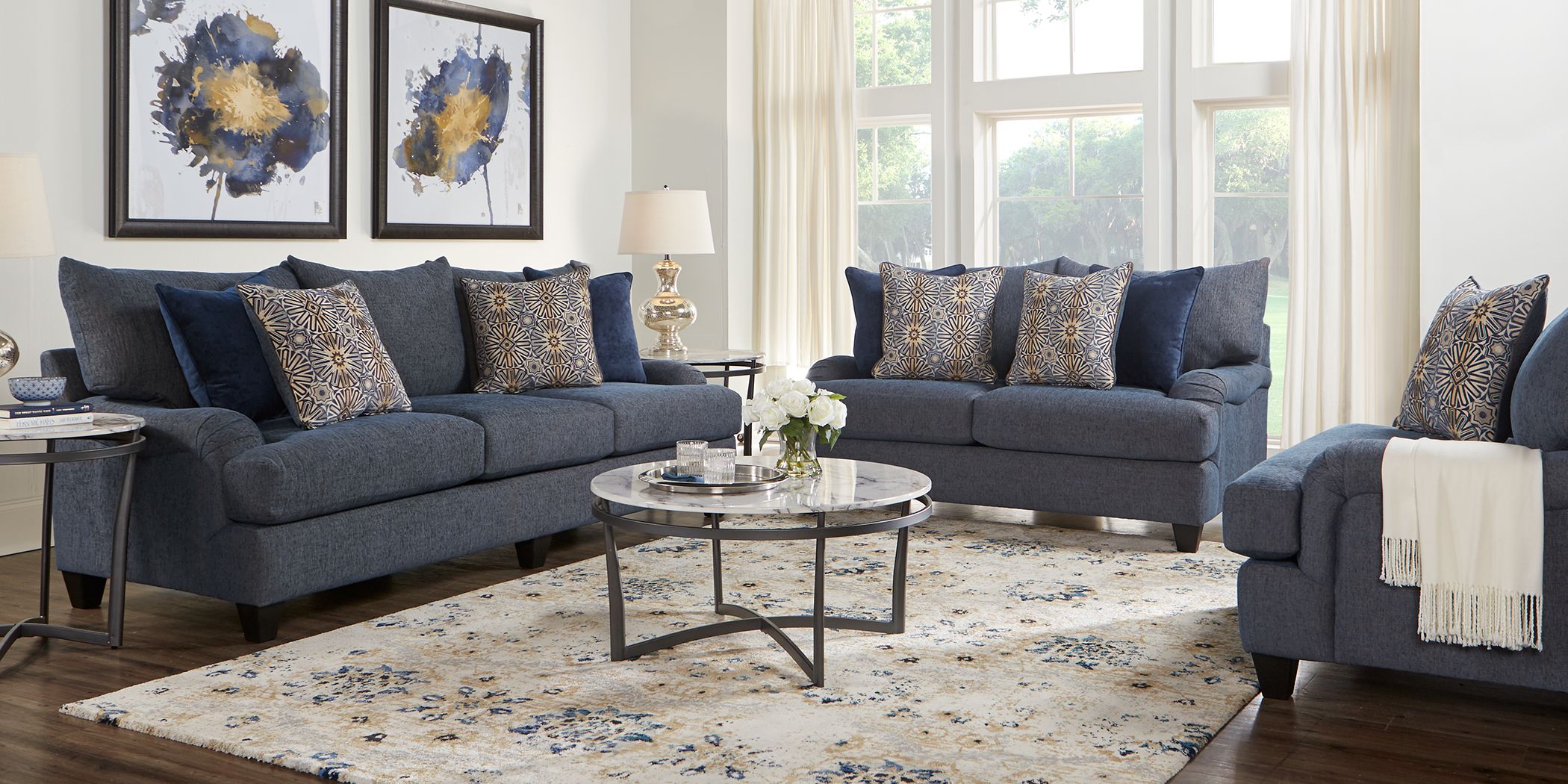 Https Wwwroomstogocom Furniture Product Waverly Park Blue 8 Pc Living Room 1740323P
