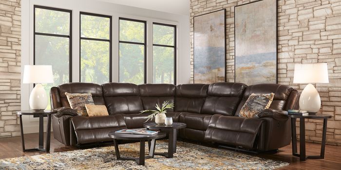 large brown leather sectional