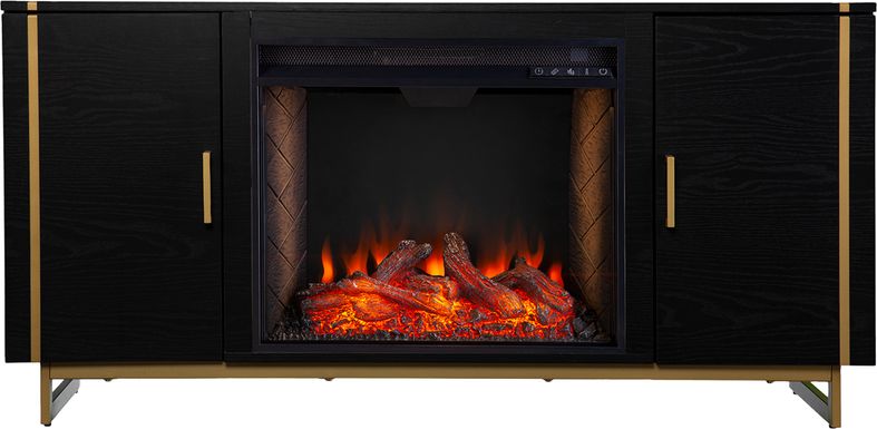 Wyndfield I Black 54 in. Console With Smart Electric Fireplace