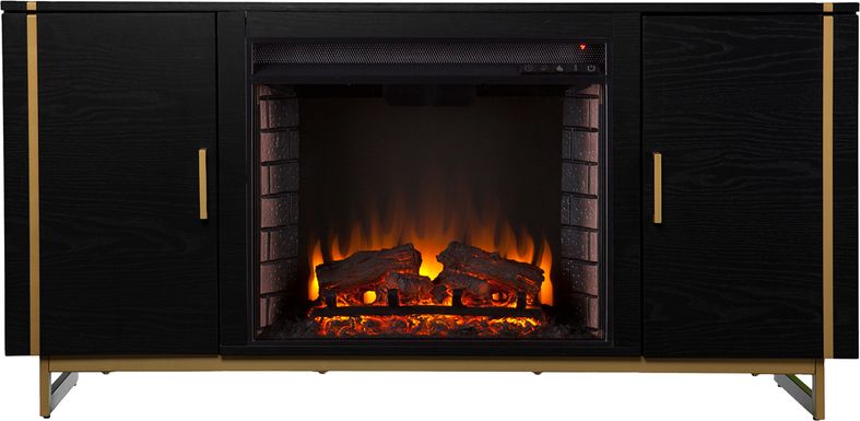 Wyndfield III Black 54 in. Console With Electric Log Fireplace