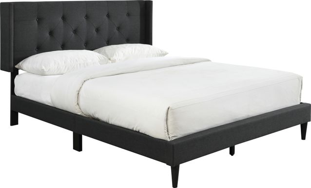 Zillesa Charcoal Wingback Upholstered King Bed